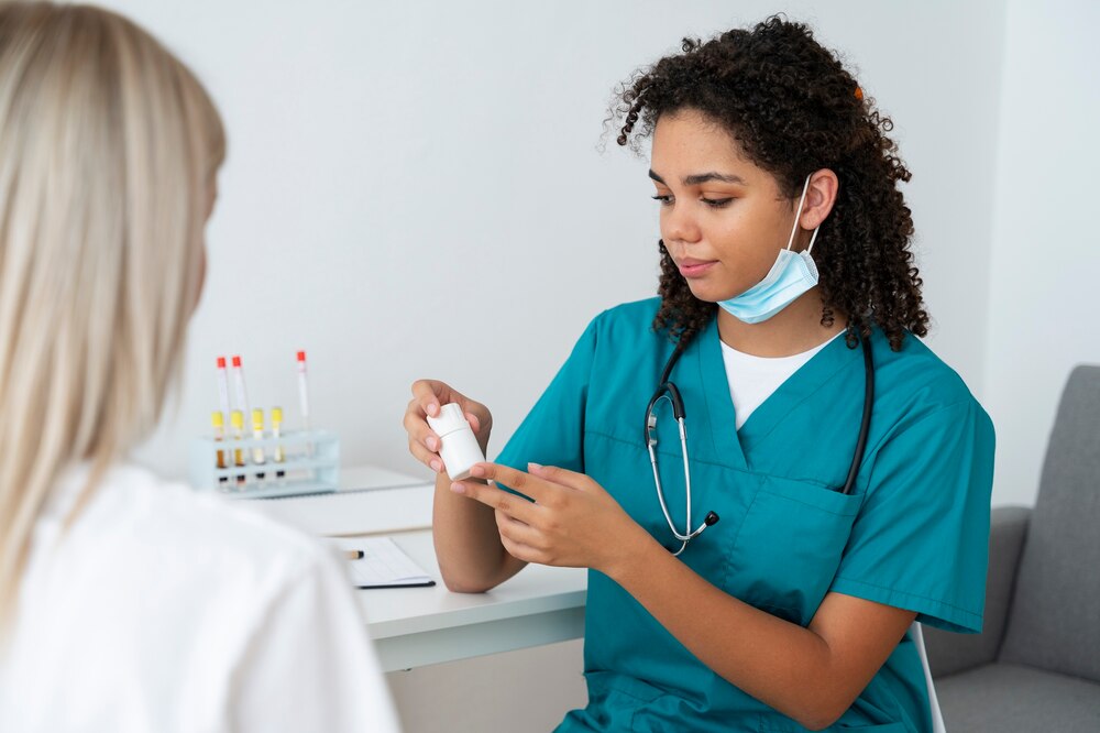 Female nurse practicing medicine at the clinic